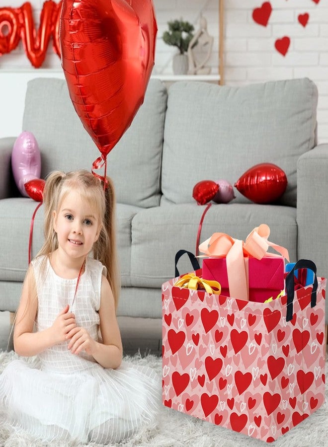 FXOCSHE Rectangular Pink Valentine's Day Gift Basket,nursery basket,Pink girls gift baskets,kids toy storage Bin, Love Heart Room Decor for Home,Shelf Baskets(More Love) - Image 2